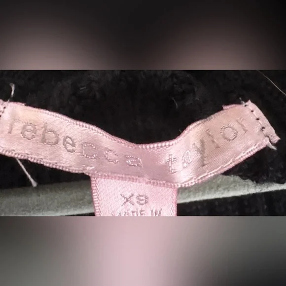 Rebecca Taylor Black Wool Blend Pompom Tie Front Cardigan Sweater - Picture 8 of 8